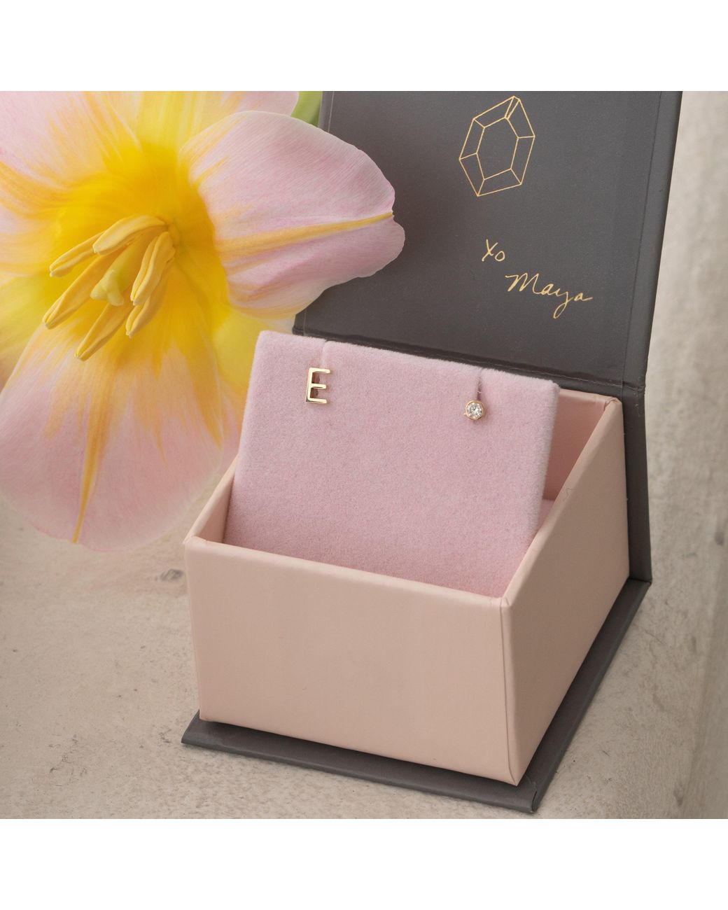Maya Brenner Metallic Monogram Earring Set 14K