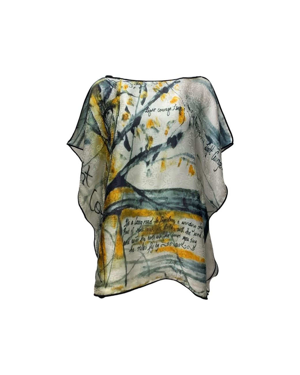 Saniya Khan Green Neutrals Light-Courage-Love Poncho