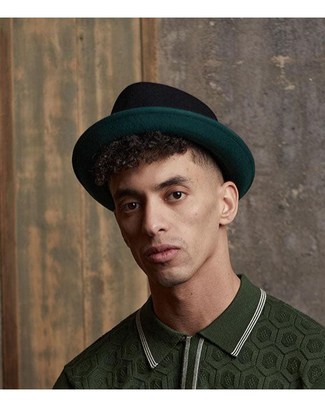 Dasmarca Hats Black Edward Emerald Two Tone Felt Winter Porkpie Hat for men