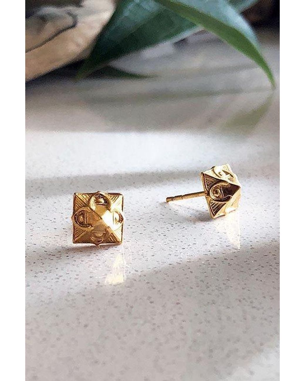 Astor & Orion Metallic Luxe Pyramid Studs On Sterling