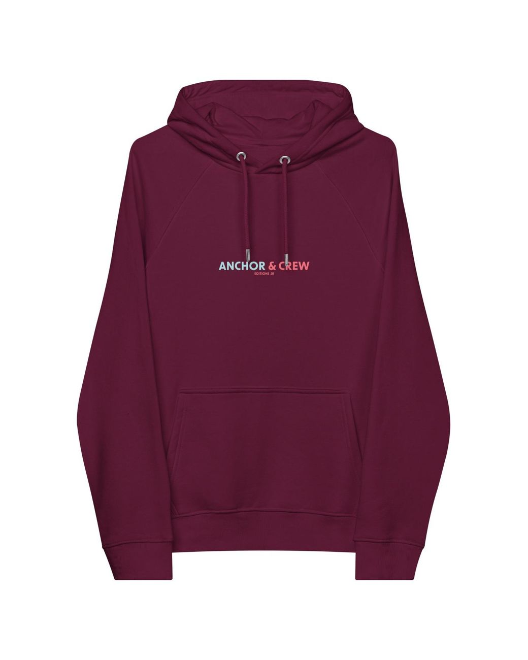 Anchor and Crew Red Burgundy One Moon Safari Editions Organic Cotton Hoodie for men
