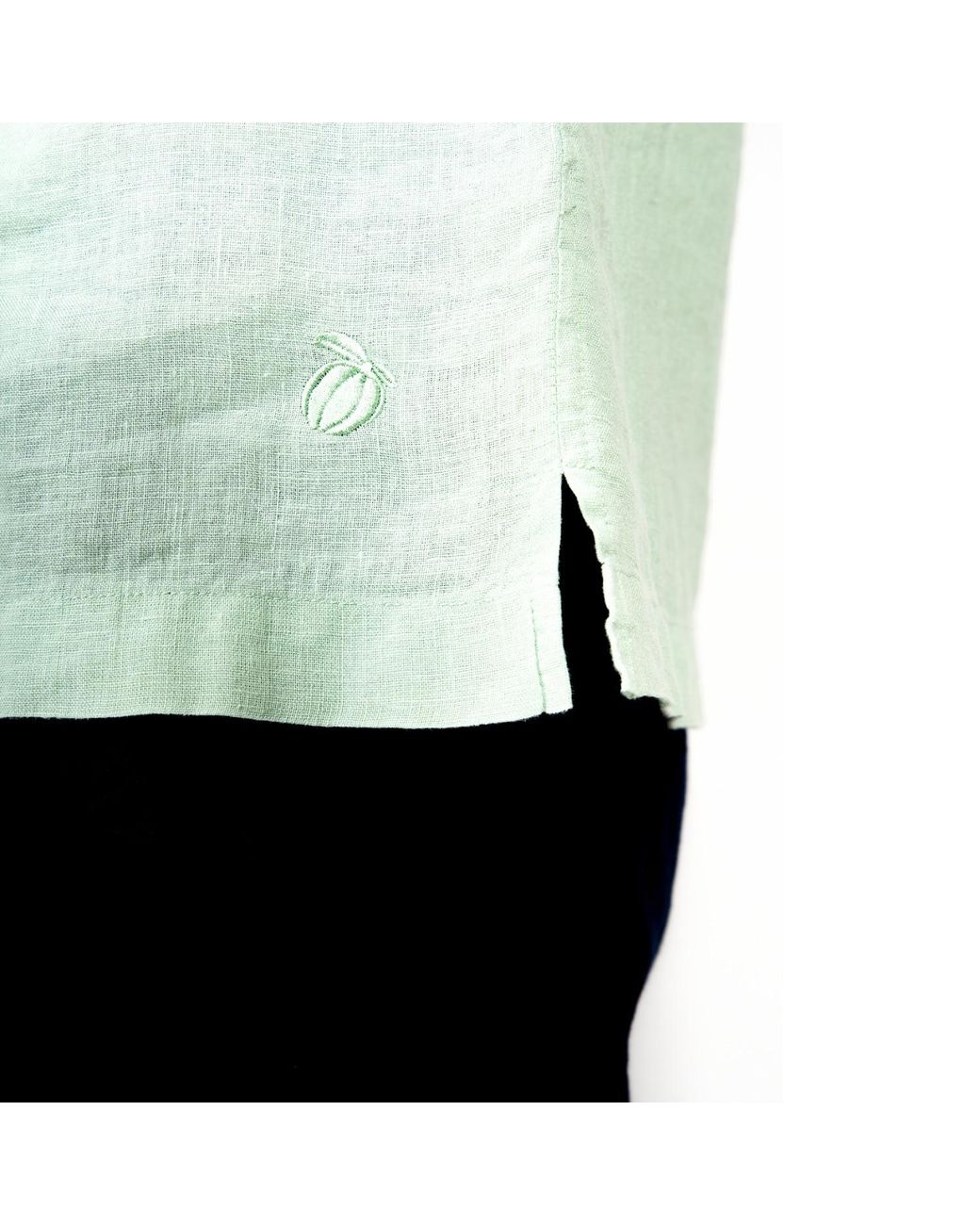 Maison Tangerine Green Mint Linen Short Sleeve Shirt For for men