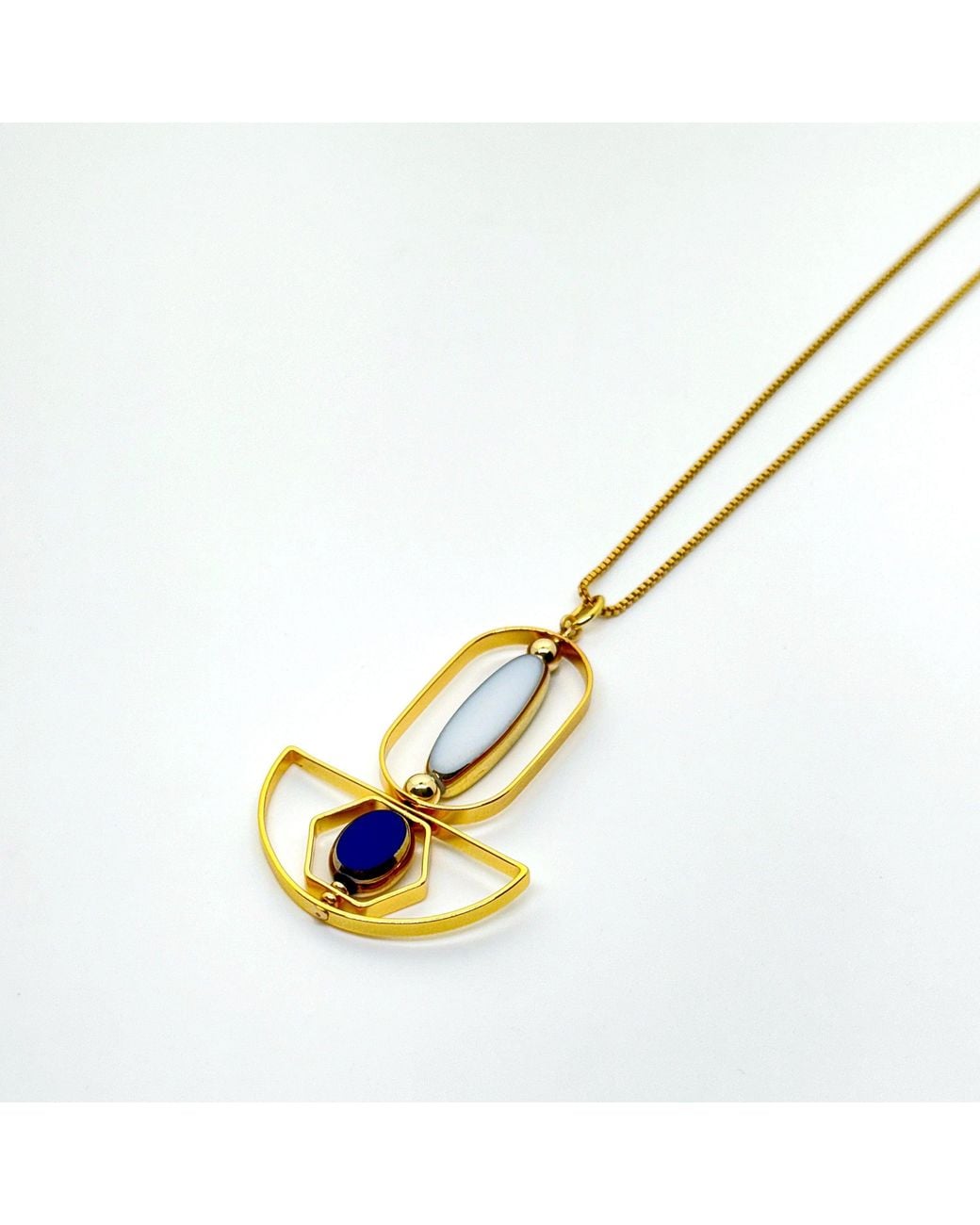 Aracheli Studio Metallic Long Oval And Small Oval Art Deco Chain Necklace