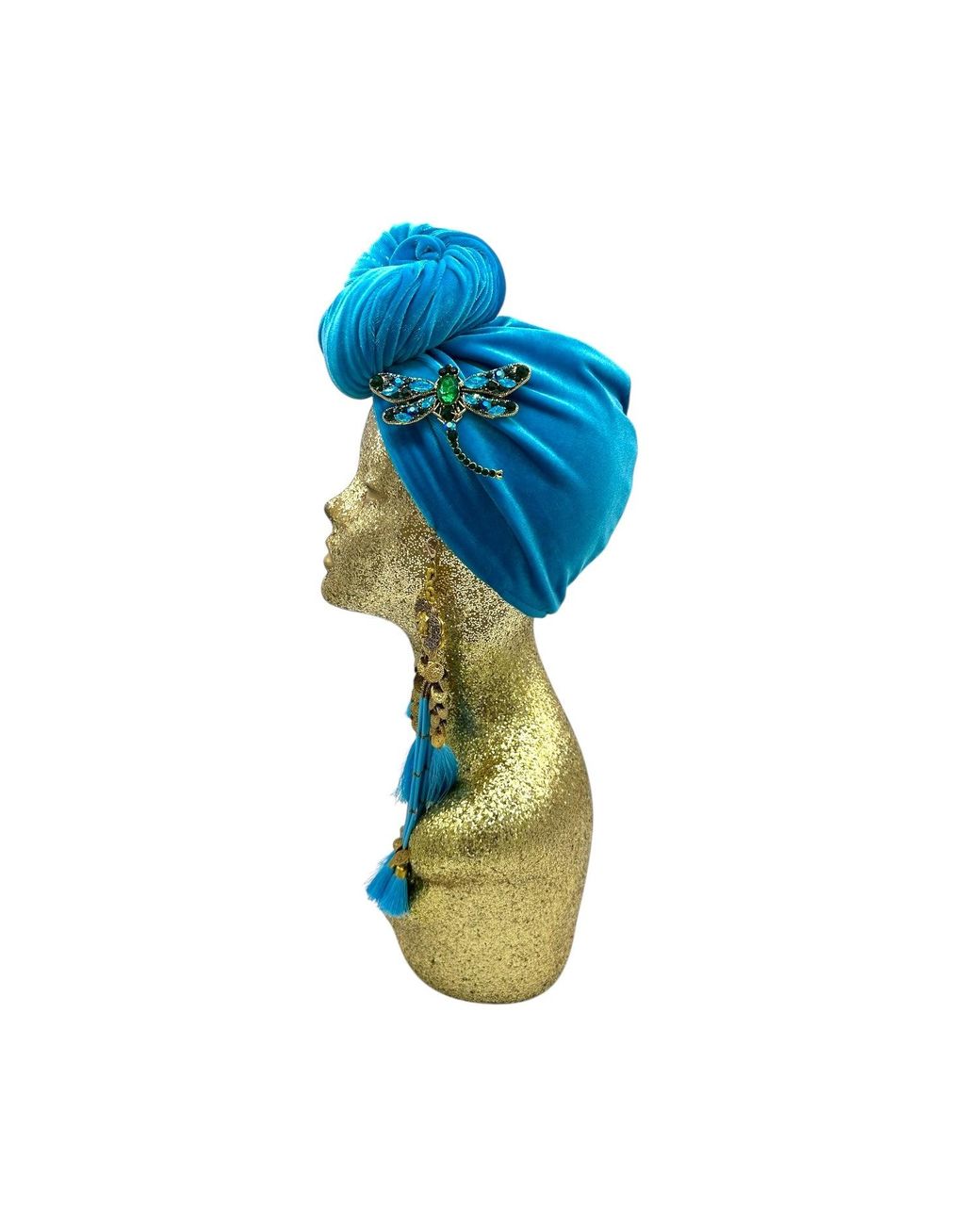 Julia Clancey Blue Azure Dragon Fly Dream Turban