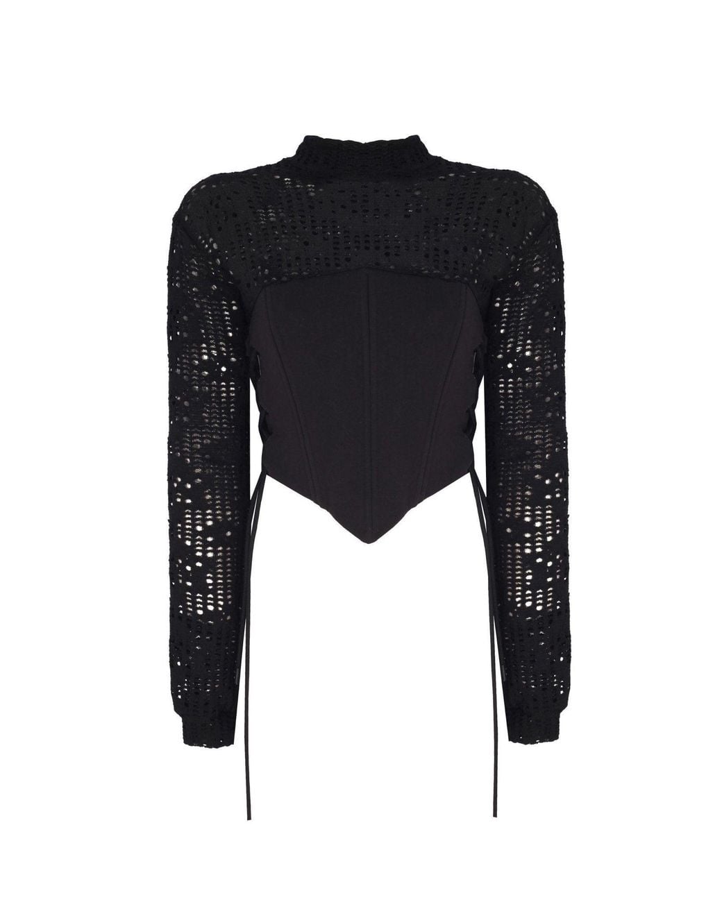 No'design Black Side Lace-Up Corset Detail Sweatshirt