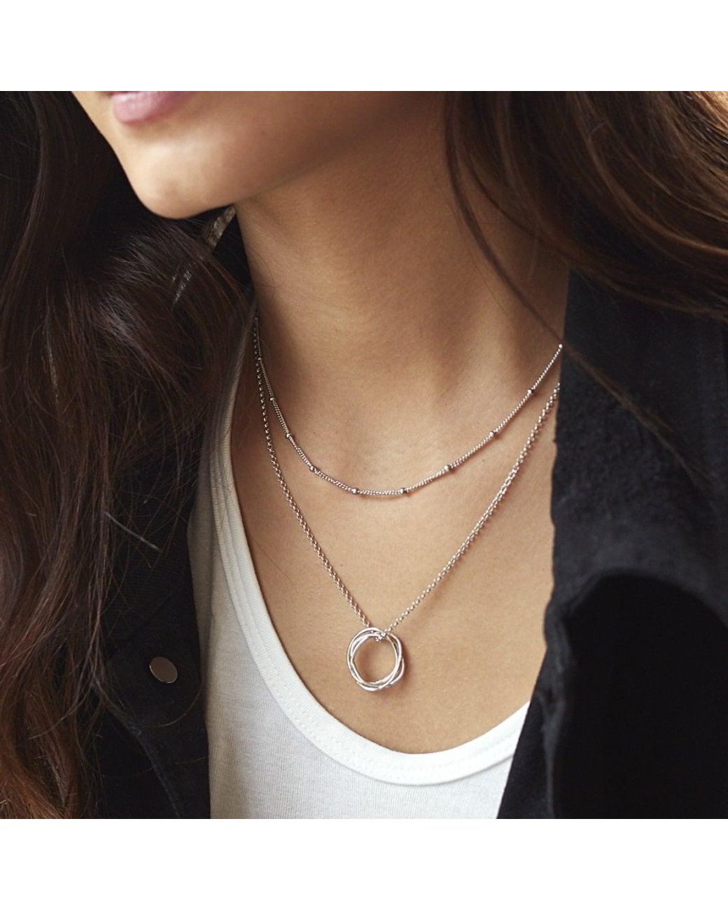 Muru Metallic Karma Necklace With Bead Chain