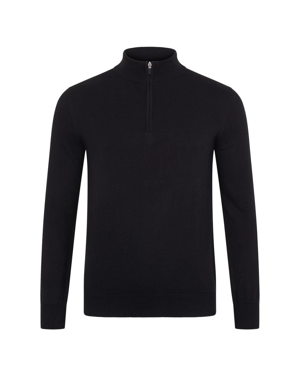Paul James Knitwear Blue Lightweight Foster Cotton Zip Neck Jumper for men