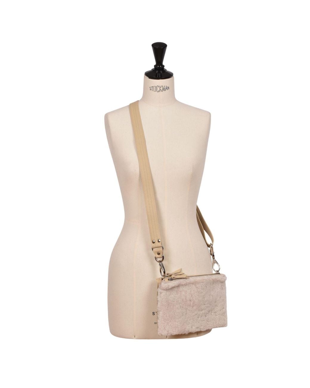 Owen Barry Natural Sheepskin Crossbody Clutch Pale Cream