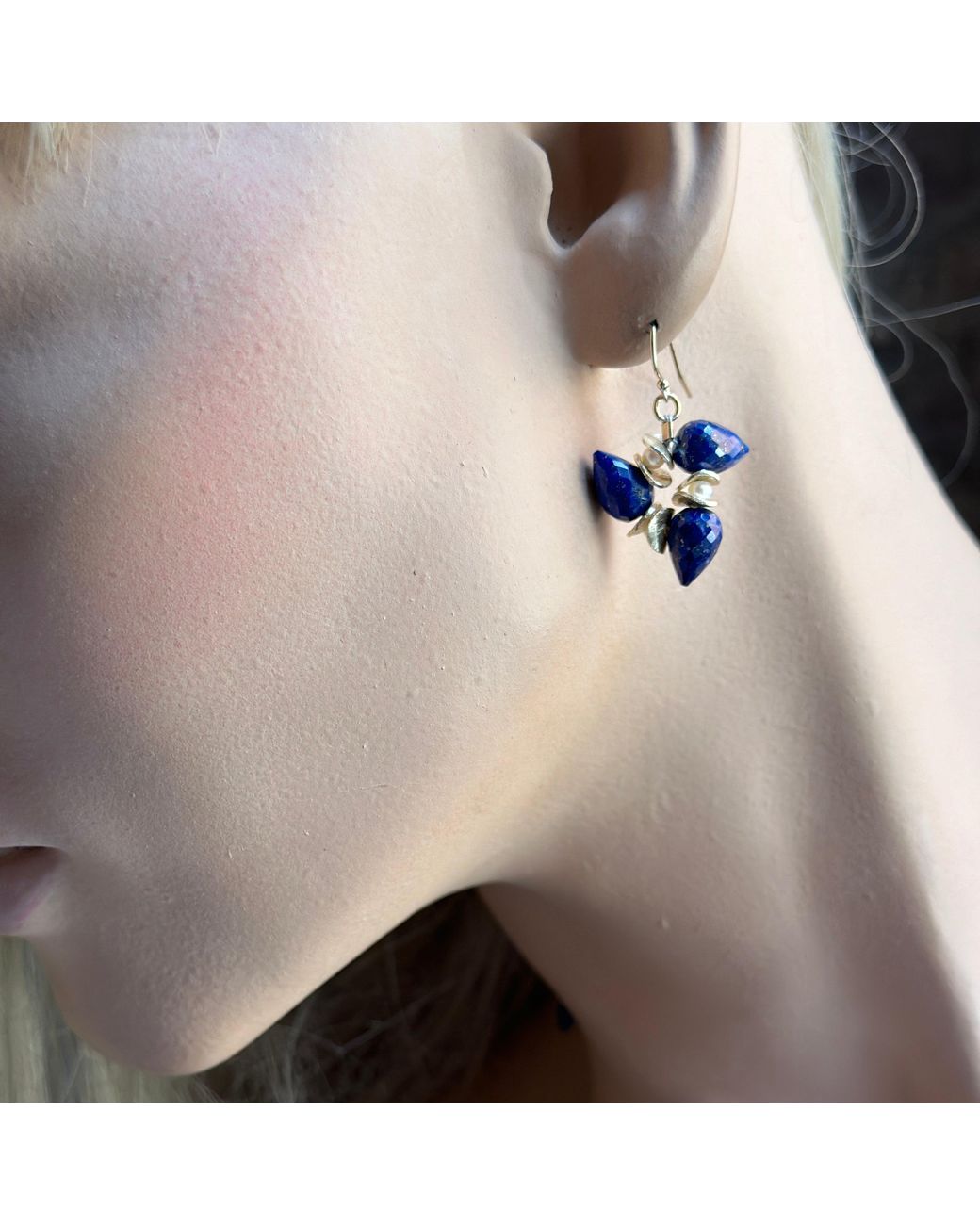 Lori Kaplan Design Blue Signature Lapis With Pearl Earrings
