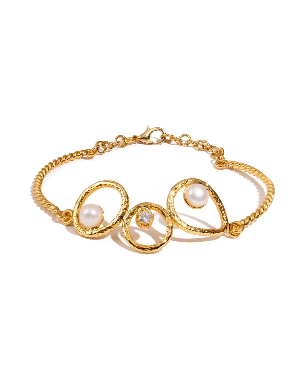 Ebru Jewelry Metallic Handmade Radiance Pearl & Adjustable Bracelet