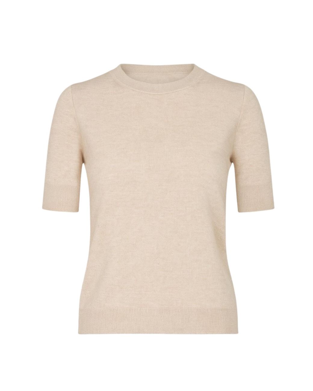 Nuvv Collection Natural Neutrals Short-Sleeve Wool & Cashmere Blend Sweater – Premium Italian Yarn