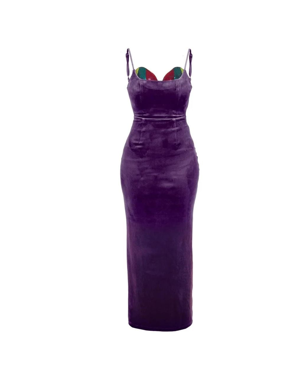Marteya Purple Leto Maxi Sequin & Beaded Velvet Dress
