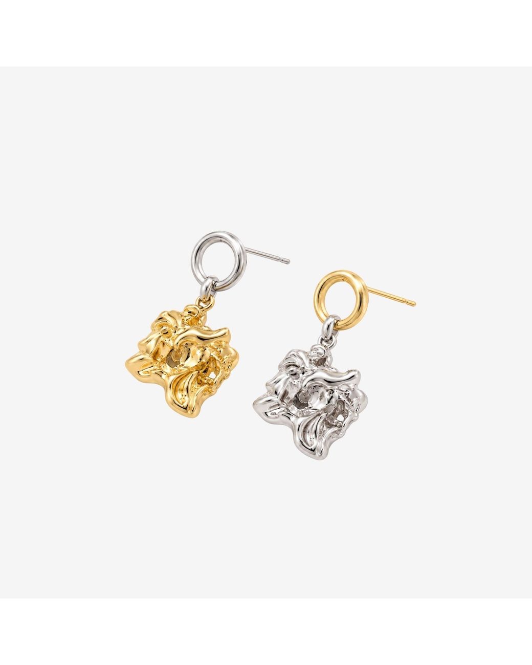 Uchi and Soto Metallic Nami Mixed Metals Molten Drop Earrings