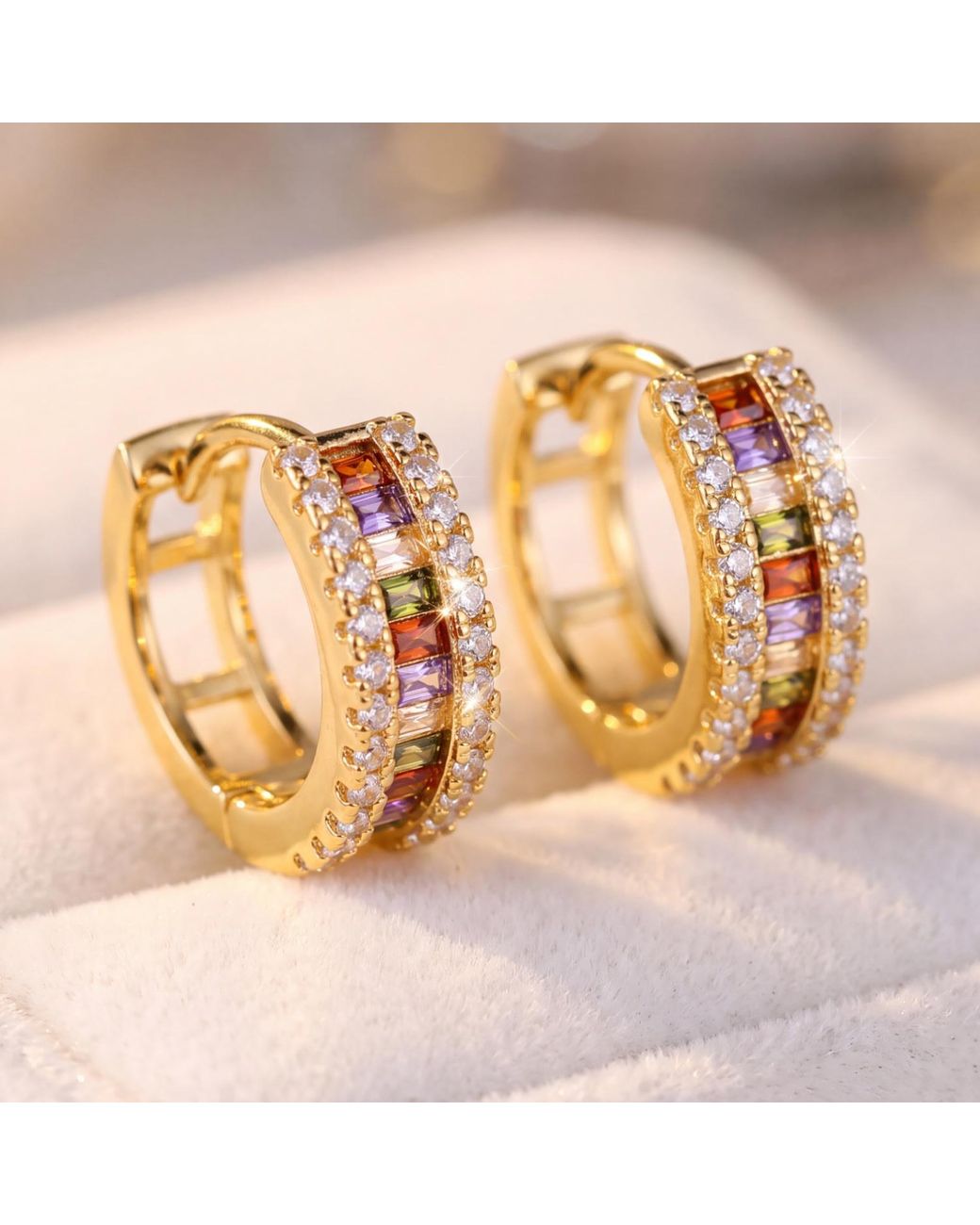 Latelita London Metallic Baguette Huggie Hoop Earrings
