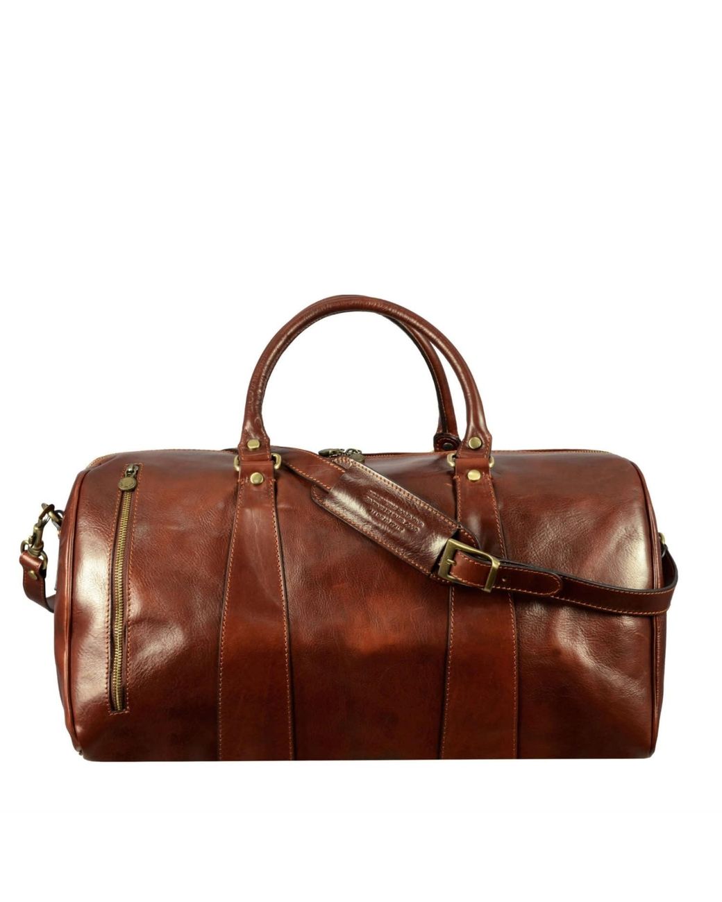 Time Resistance Brown Leather Duffel Bag for men