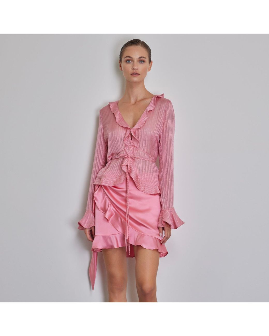 Anse Victorin Pink Lisa Silk Skirt