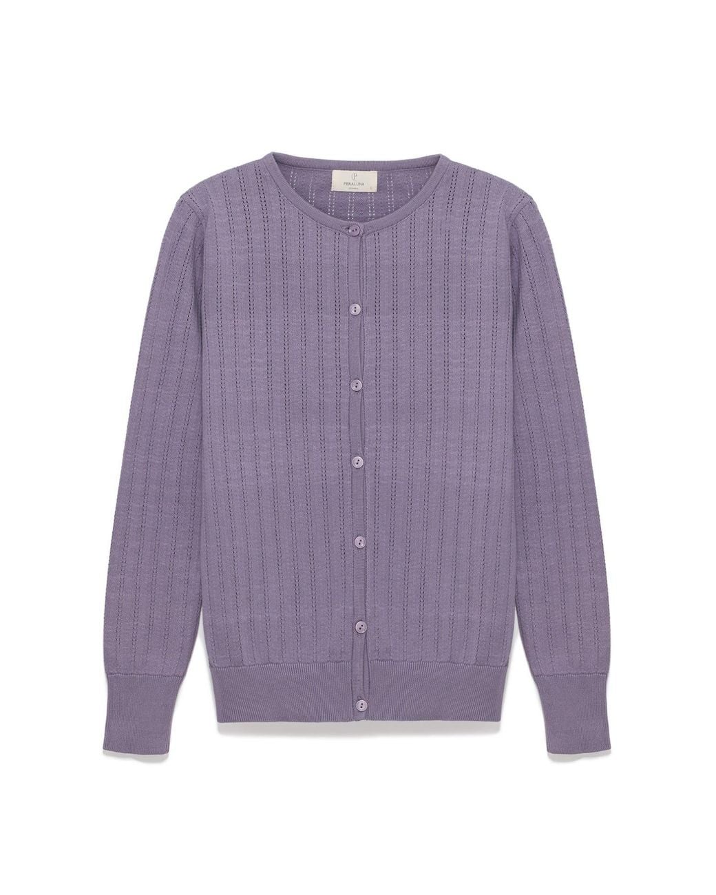 Peraluna Purple Celine Openwork Knit Cardigan