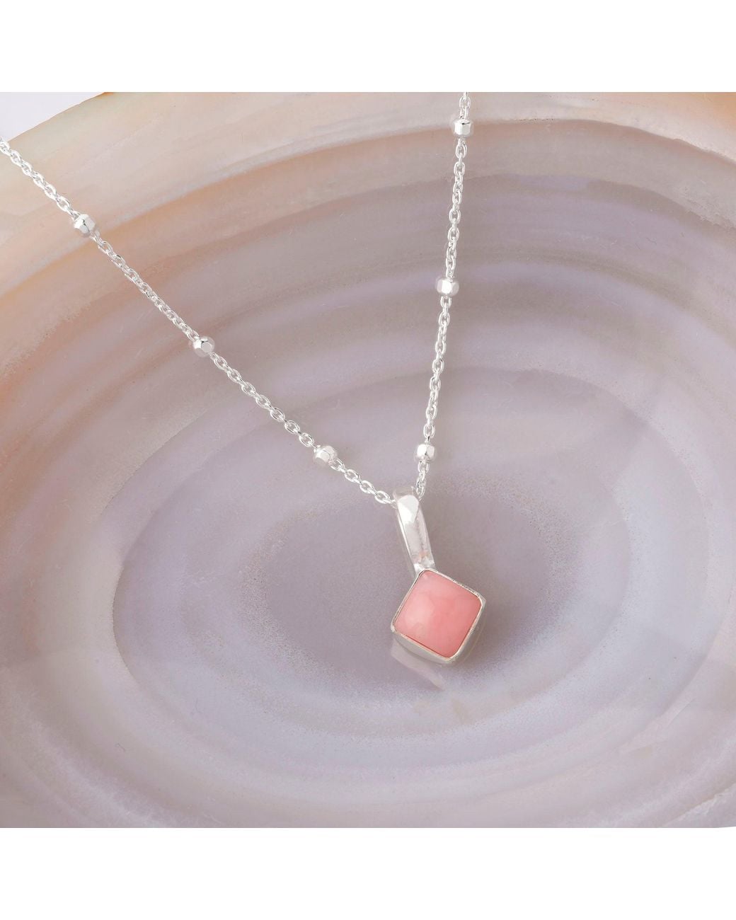 Nellou Jewellery Metallic Diamond Opal Necklace Birthstone October Sterling