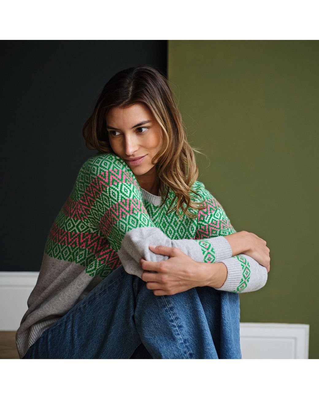 Cove Green Isla Fairisle Jumper