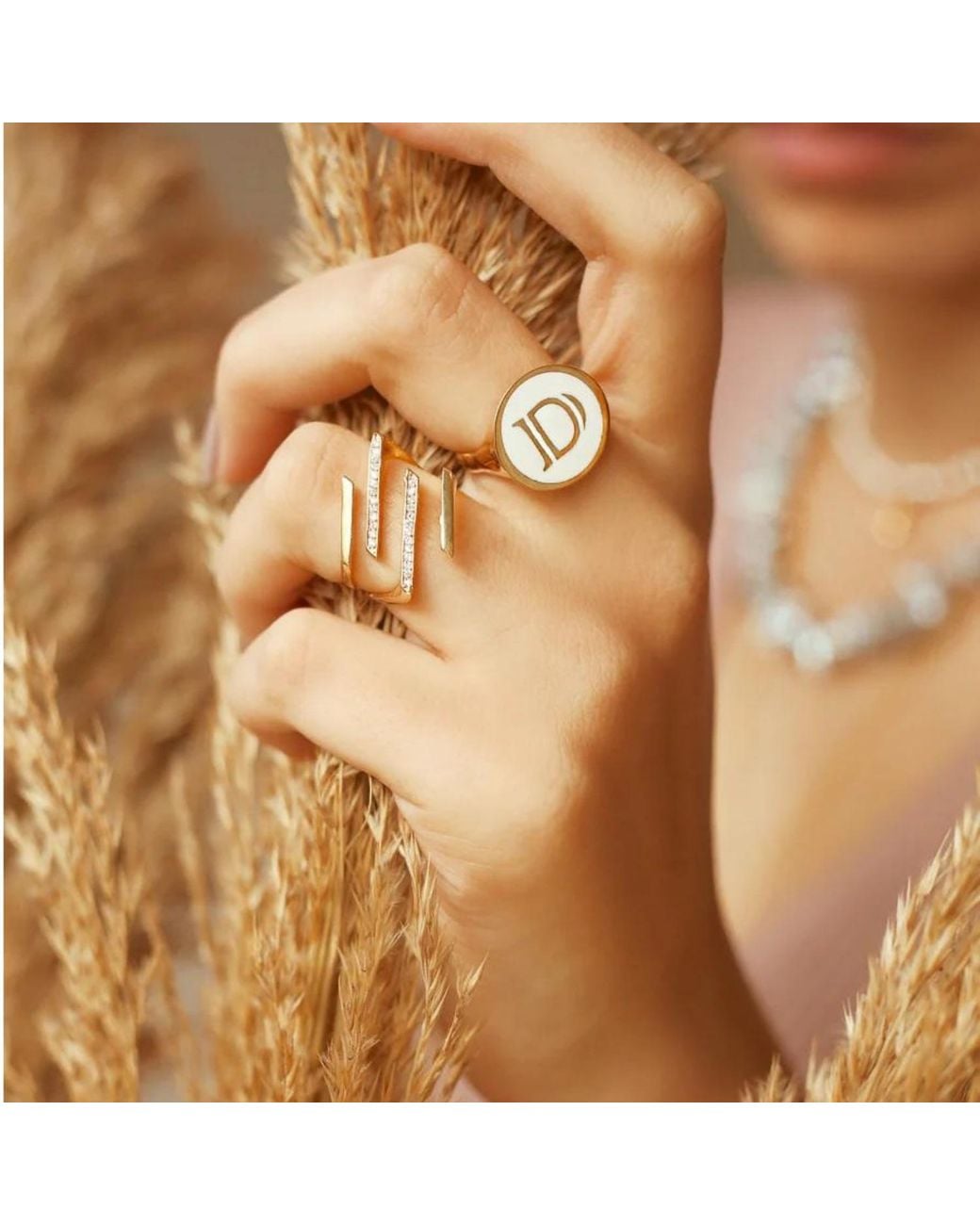 LINYA JEWELLERY Metallic Open Wrap Adjustable Bypass Ring