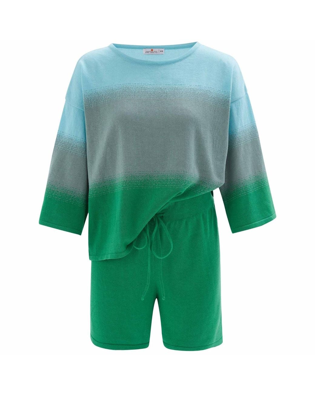 Peraluna Green Siri Knitted Blouse & Shorts Matching Set