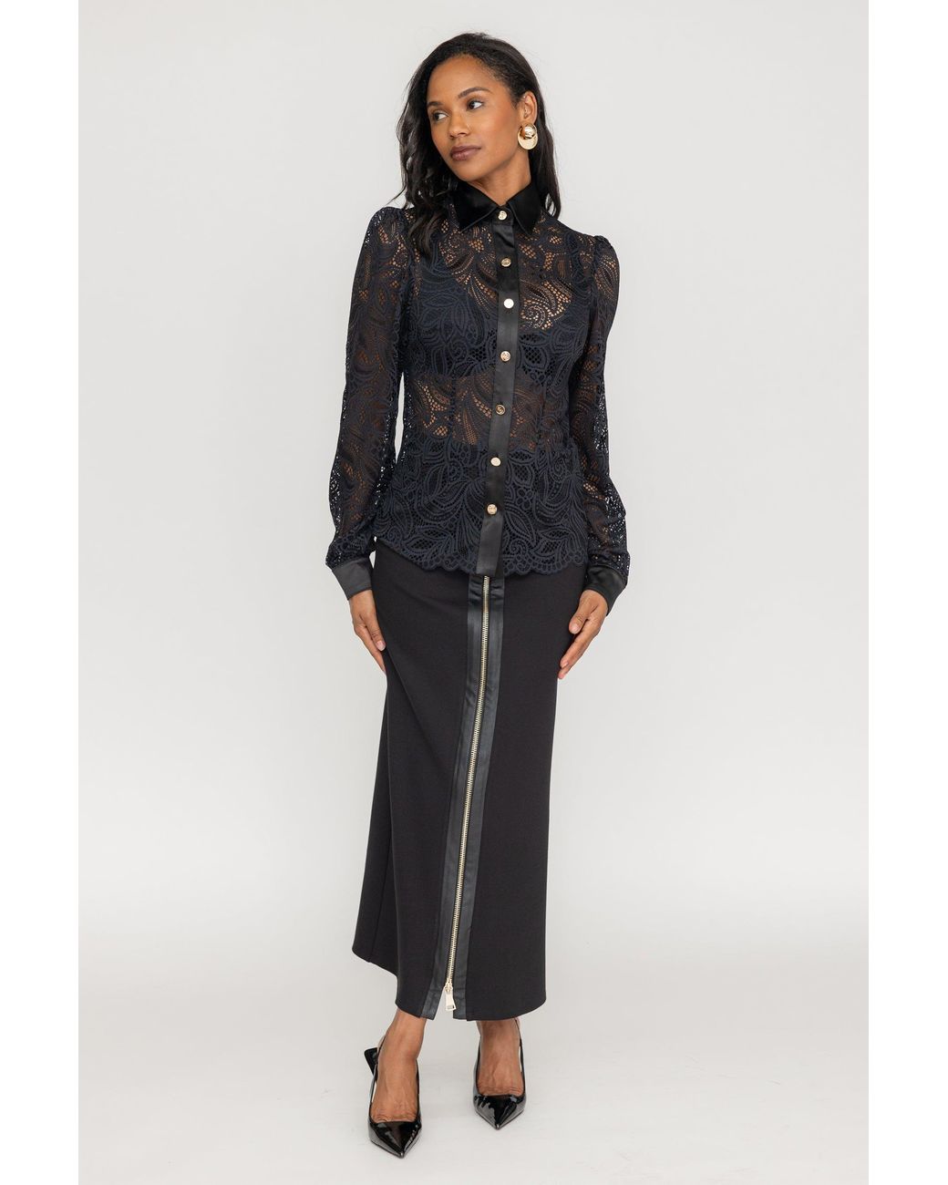 Zetaye Black Lyric Lace Blouse