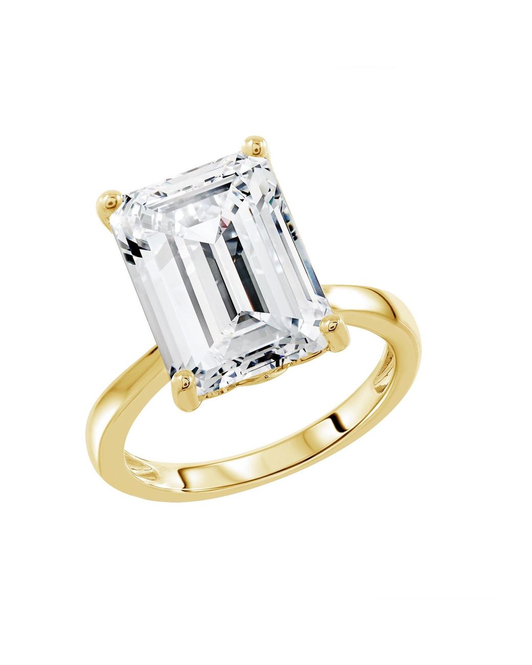 Diamonbliss Metallic Ten Carats Emerald Cut Solitaire Cocktail Ring