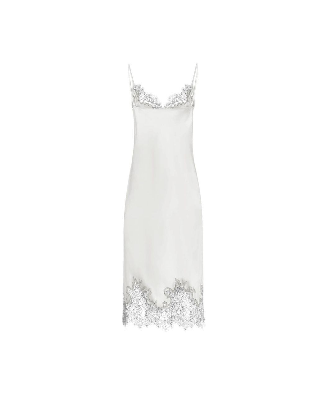 Avenue 8 White Silk Lace Detailed Midi Cami Dress