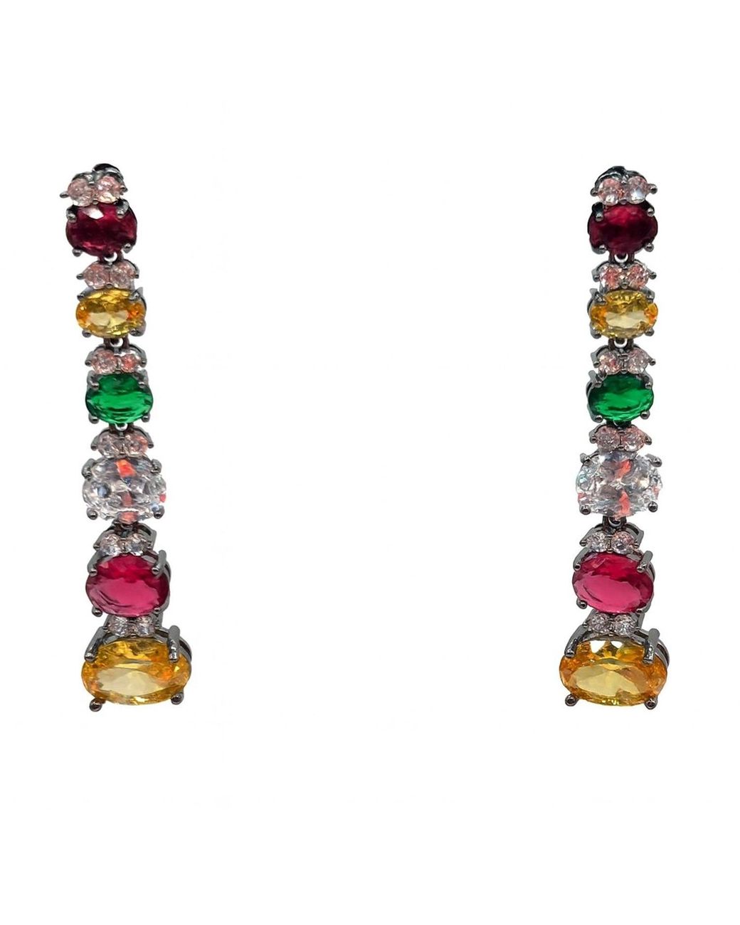 Michael Nash Jewelry Multicolor Rosa Multi Color Cubic Zirconium Pierced Drop Earrings