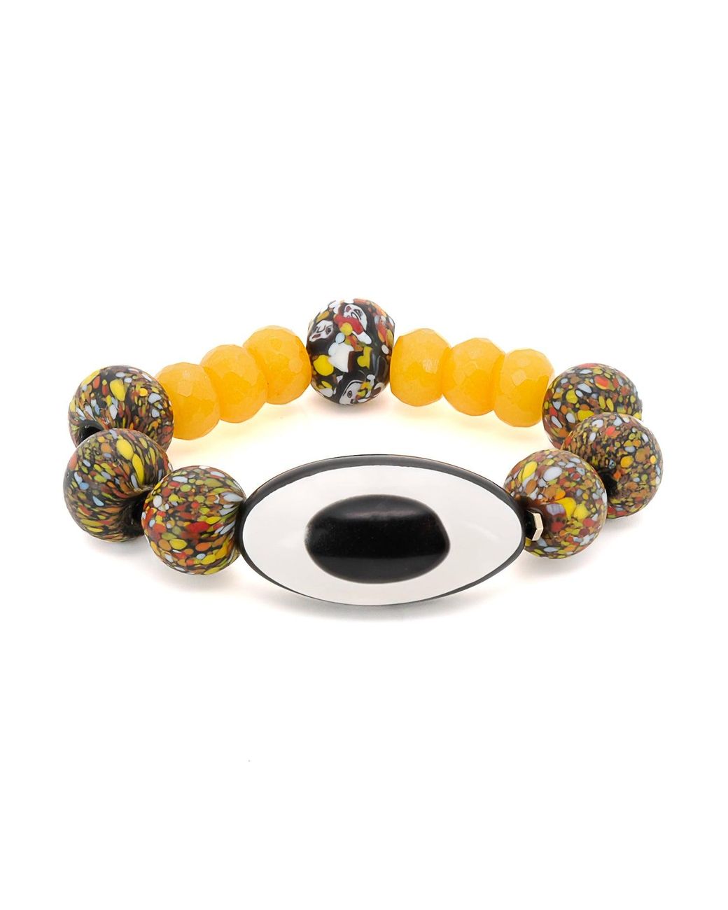 Ebru Jewelry Metallic Chunky Evil Eye African Beaded Bracelet