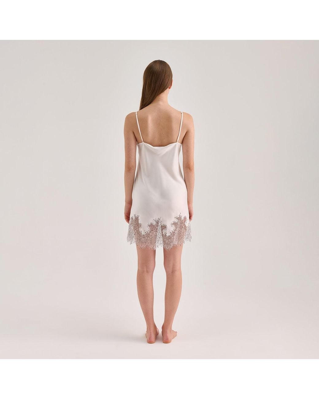 Avenue 8 White Silk Lace Detailed Mini Cami Dress