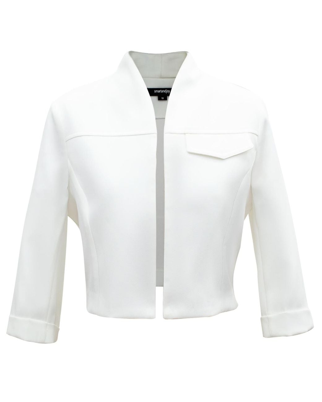 Smart and Joy White Minimalist Crop Jacket