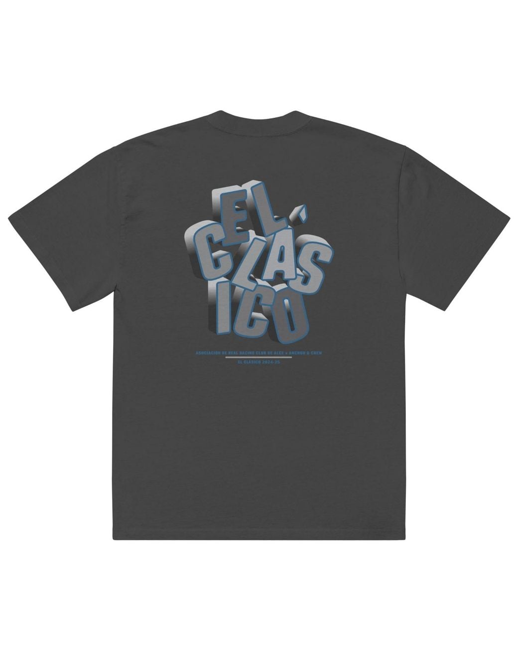 Anchor and Crew Black Faded R. R. C. Alce El Clasico Football Cotton Oversized T-Shirt