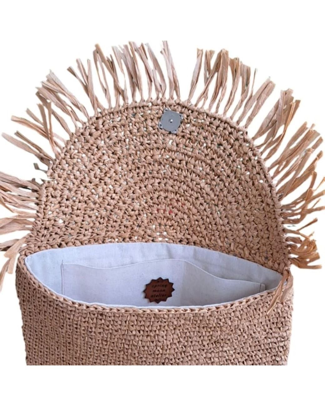 Springmoonatelier Natural Neutrals Cream Raffia Handcrafted Clutch Bag