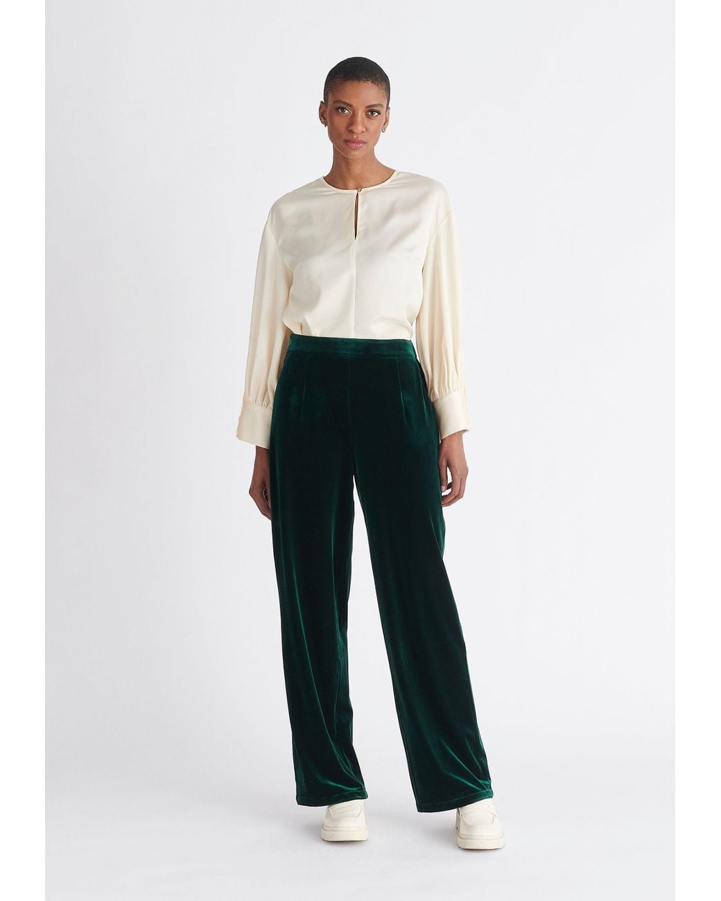 Paisie White Neutrals Button Sleeve Blouse