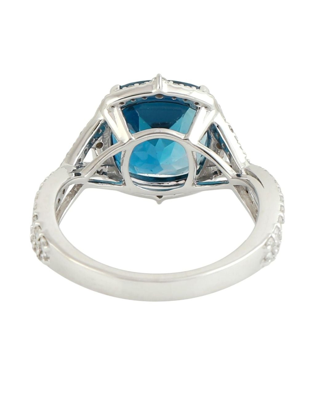 Artisan Blue London Topaz & Diamond Halo Ring