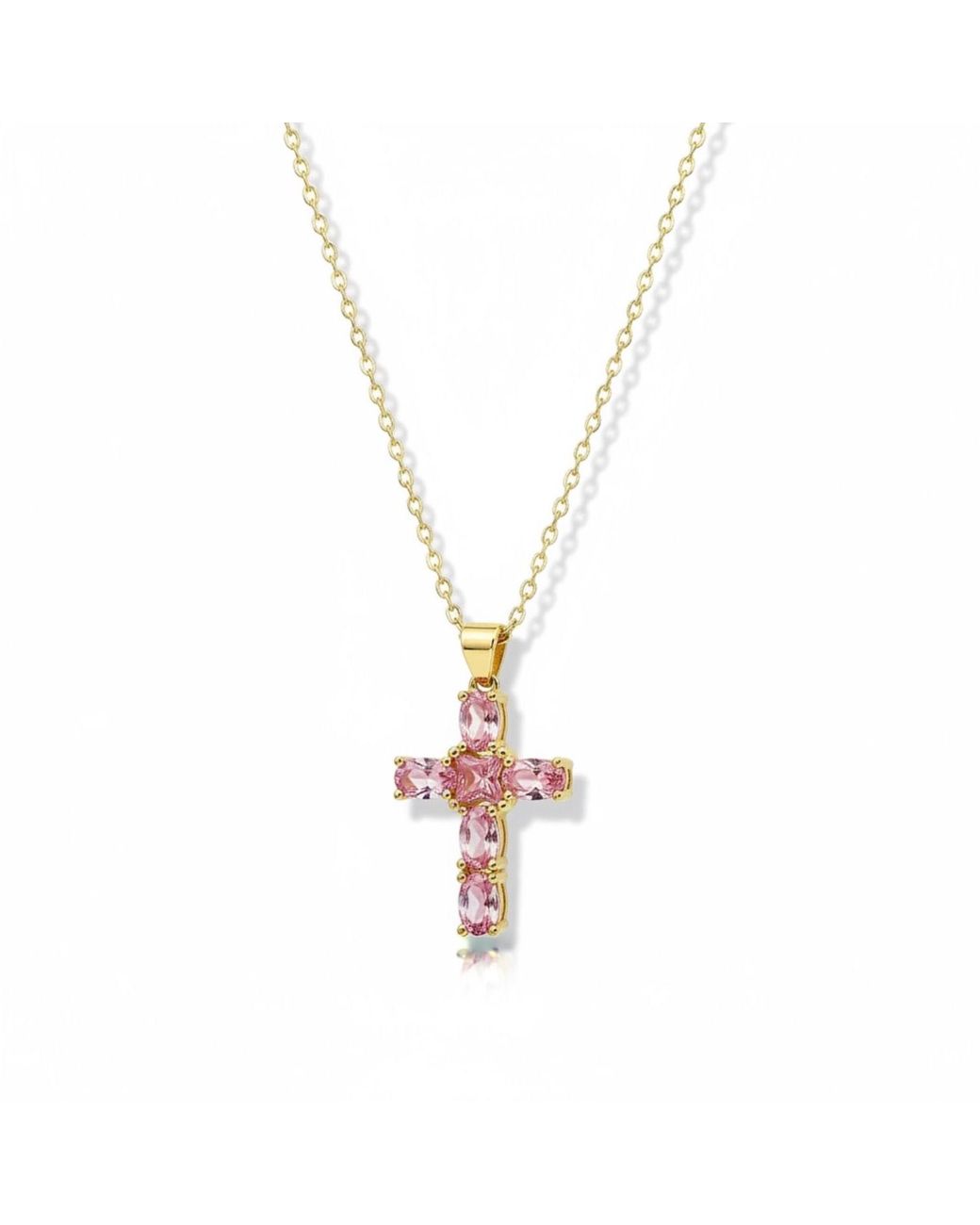 Vicky&Nico Pink Crystal Cross Necklace