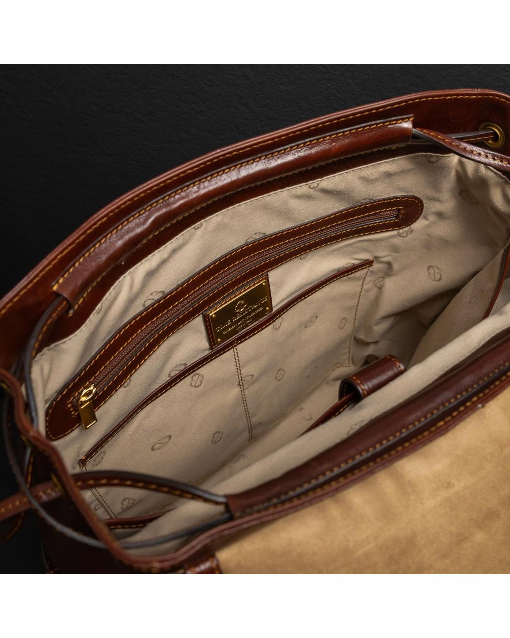 Time Resistance Brown Leather Backpack for men