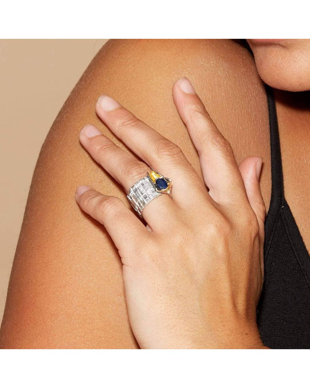 German Kabirski Metallic Accalia Ring With Sapphire