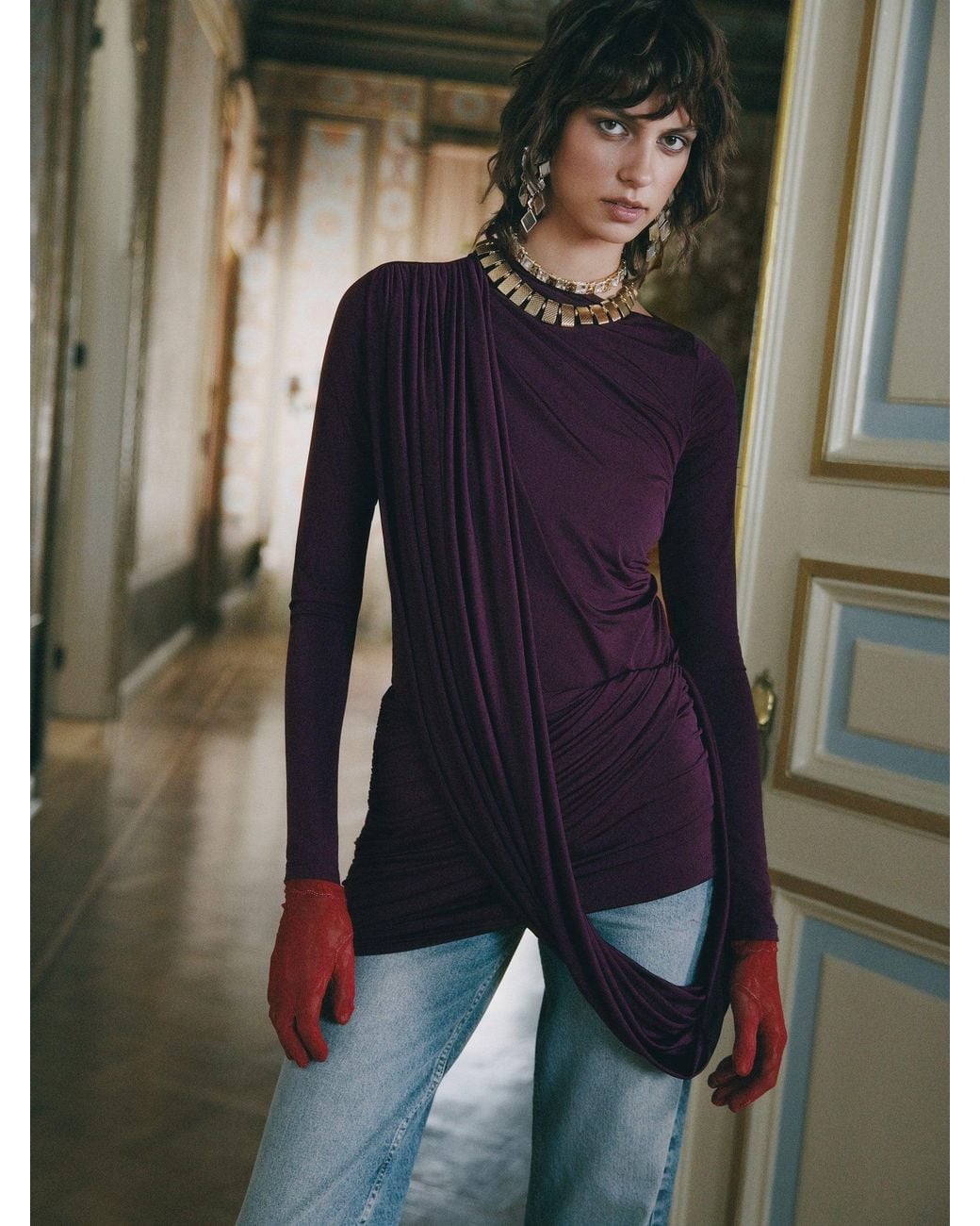 Nocturne Purple Draped Mini Dress