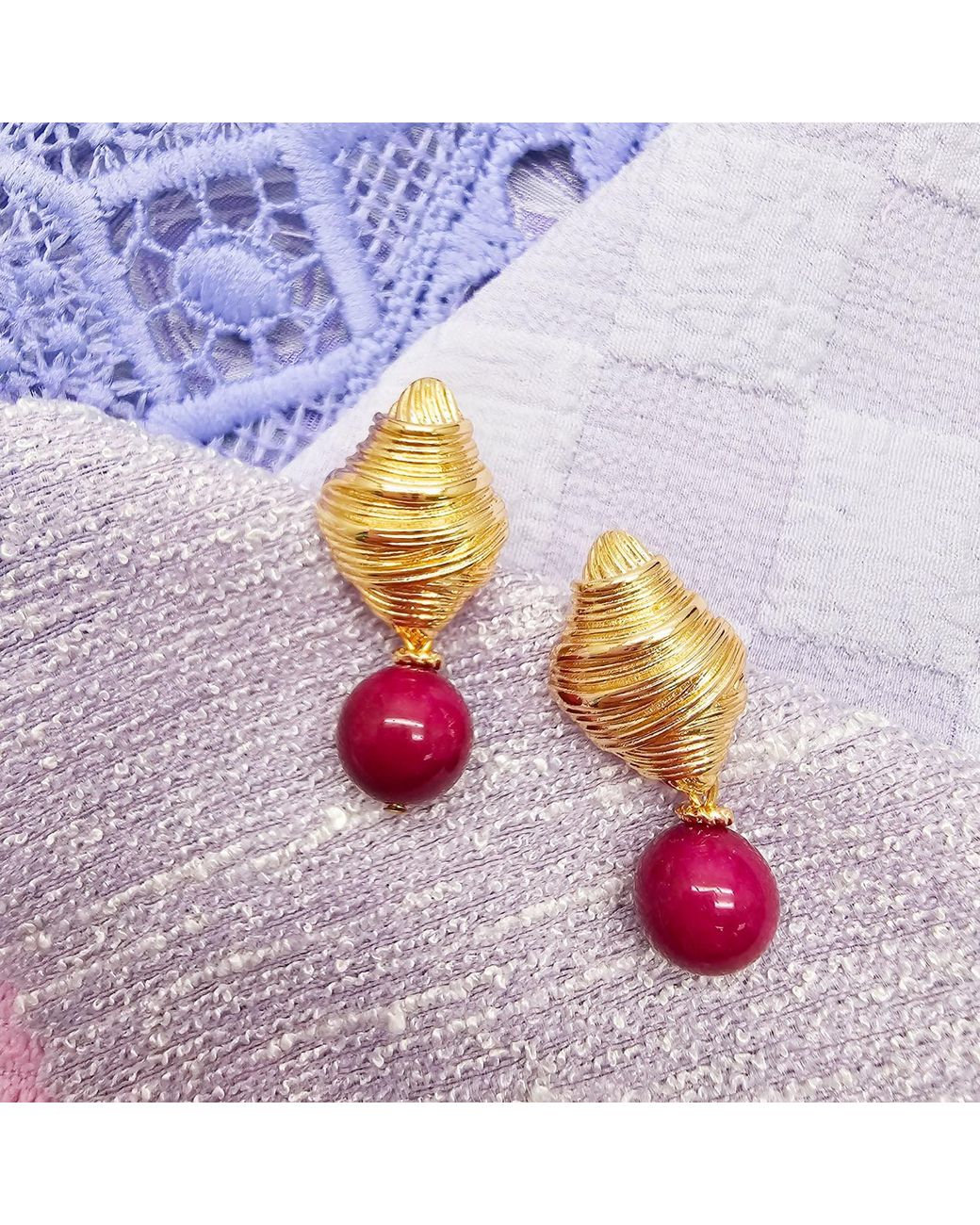 Farra Metallic Sugilite Dangle Stud Earrings