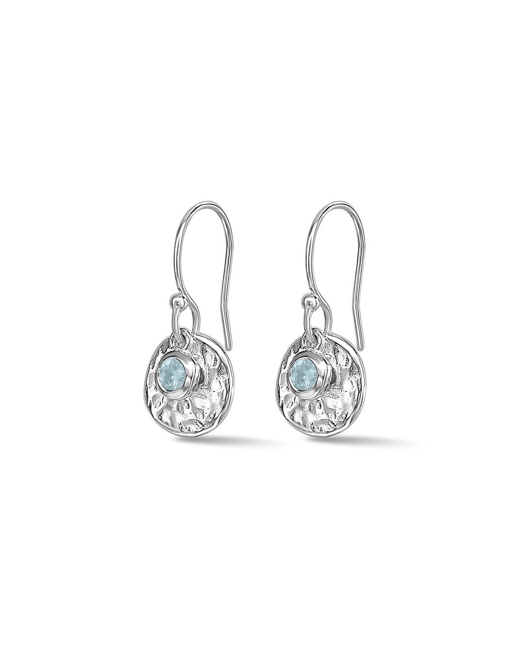 Dower & Hall Metallic Hammered Disc & Aquamarine Array Earrings