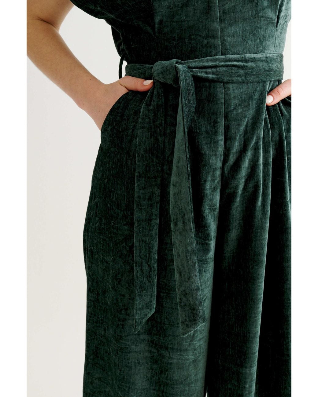 Louche Green Phoenix Matte Velvet Jumpsuit