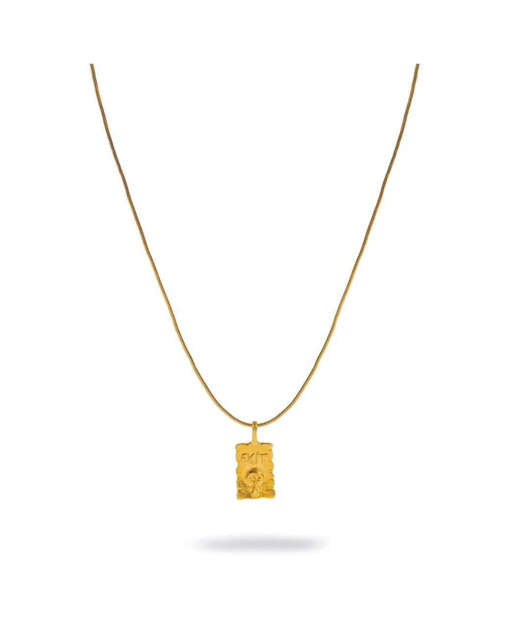 Ebru Jewelry Metallic Find Your Way Exit Engraved Pendant Necklace