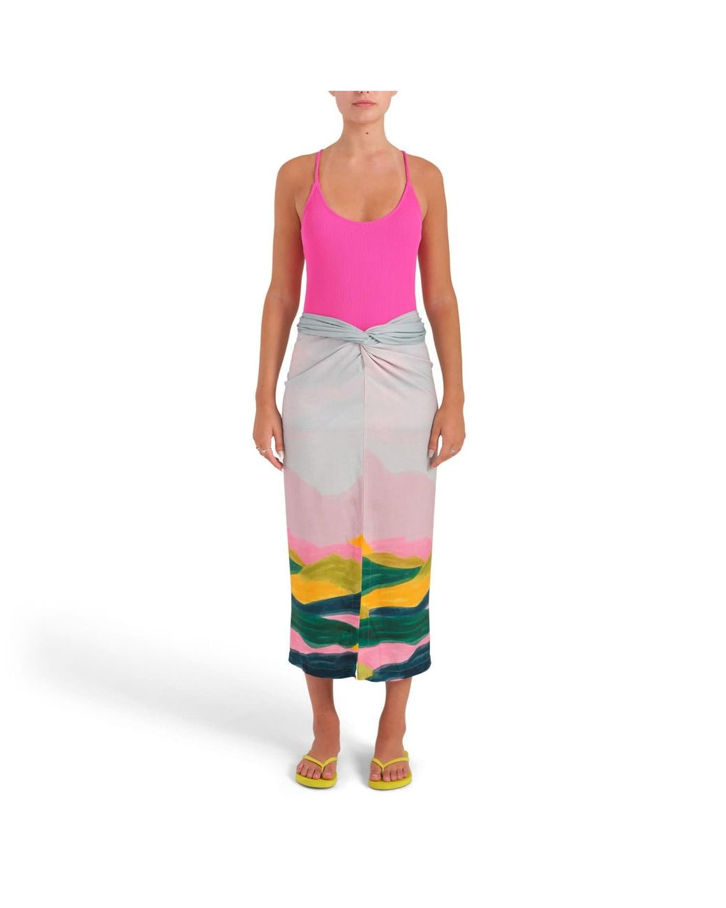 Tiger and the Monkey Gray The Tizi Ecovero Viscose Printed Pareo Skirt