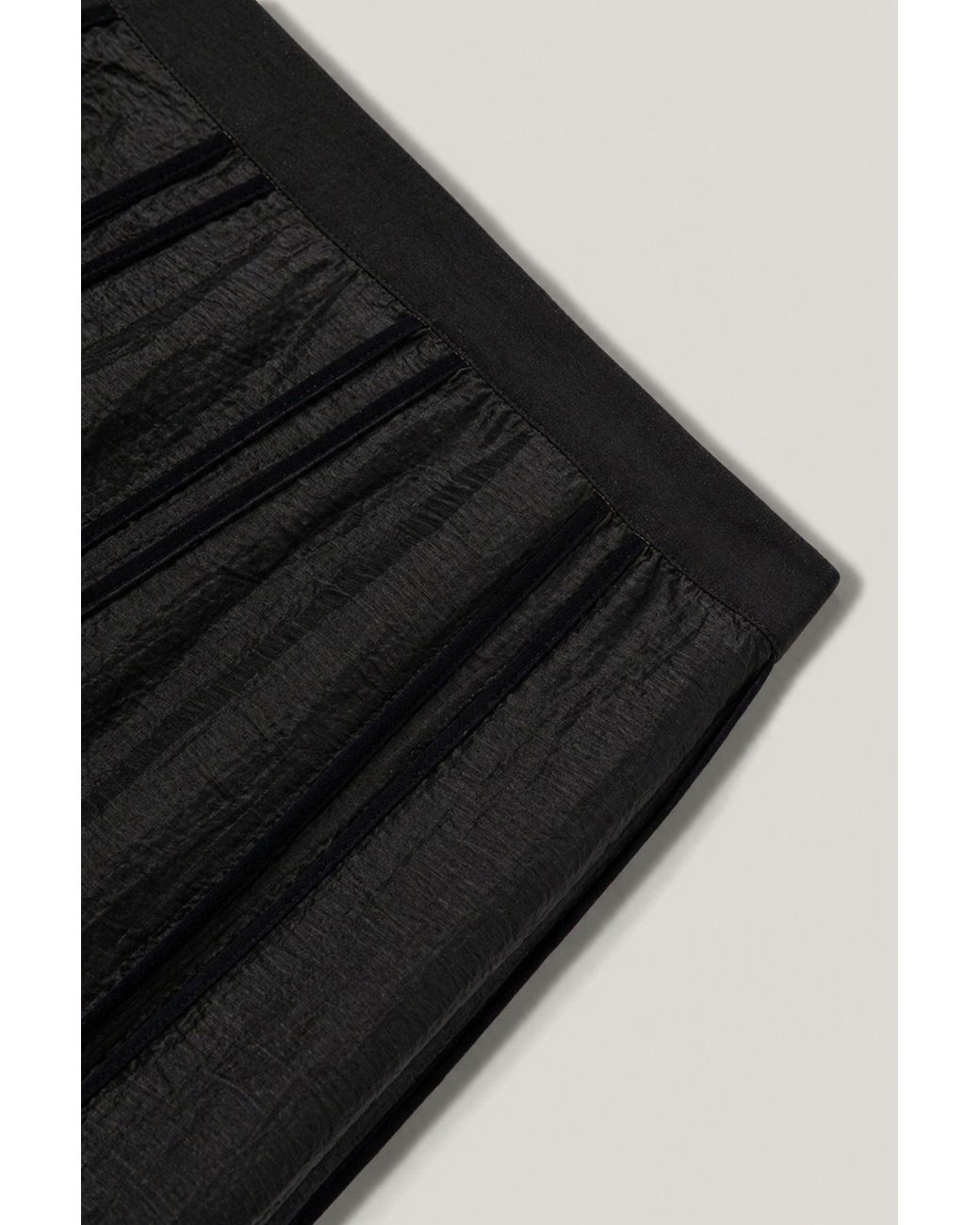 Nocturne Black Braid-Trim Pleated Midi Skirt
