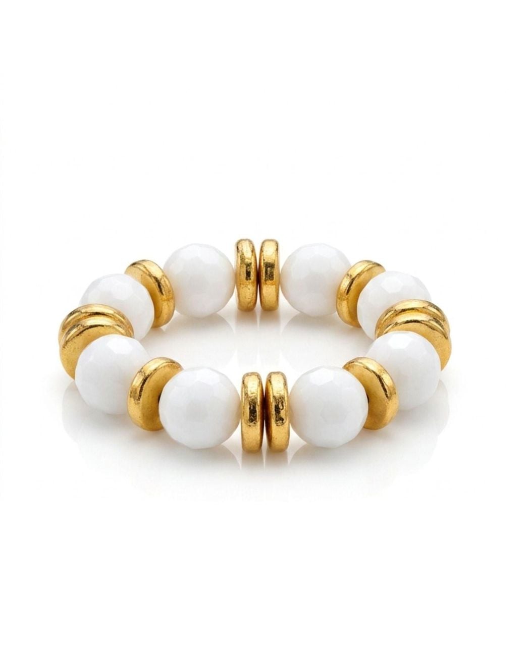 Jaredjamin Metallic Olivia Gemstone & Disc Stretch Bracelet