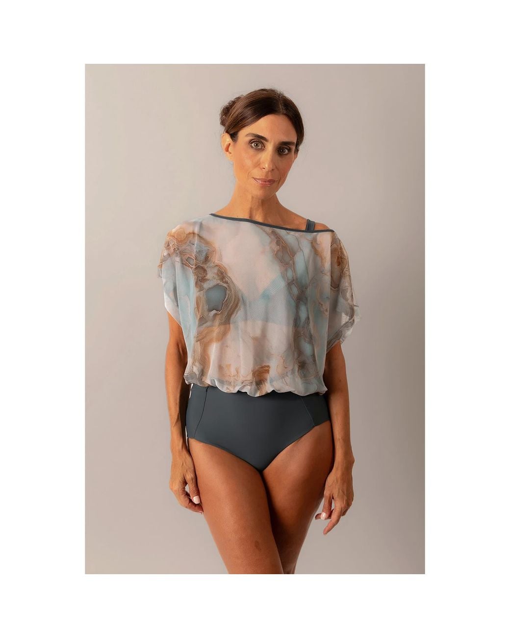 Serotone Swim Blue Mesh Top One Piece