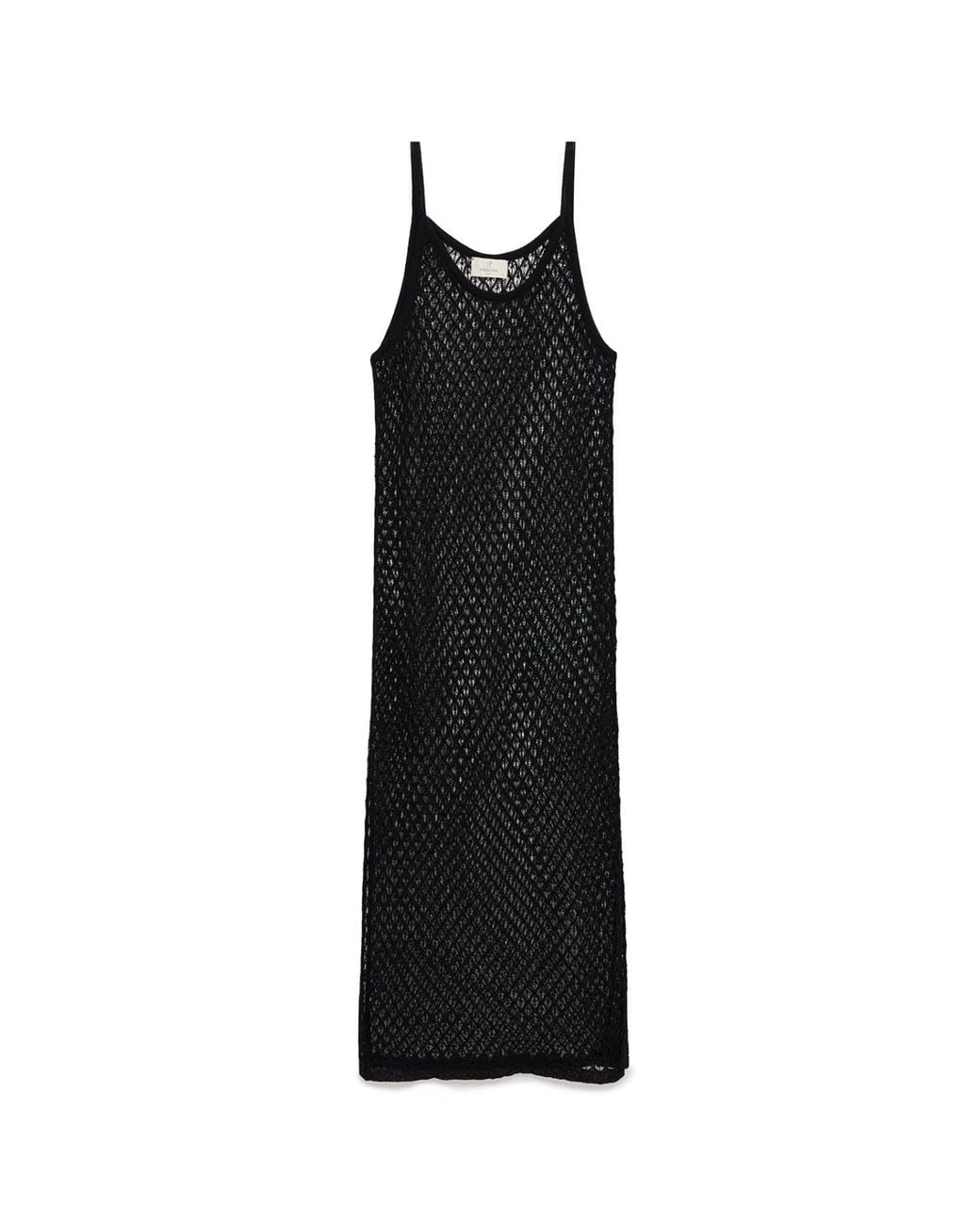 Peraluna Black Angel Openwork Strap Long Beach Dress