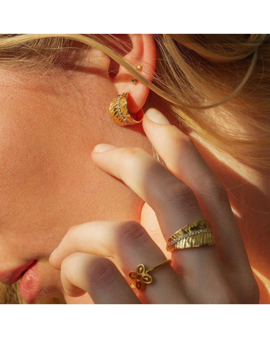 With Love Darling Metallic Ashok Leaf Earrings
